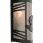 Meyda Lighting Rabbit on the Loose 12" Textured Black Left Wall Sconce With Silver Mica Shade Glass