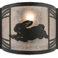 Meyda Lighting Rabbit on the Loose 12" Textured Black Left Wall Sconce With Silver Mica Shade Glass