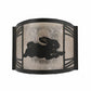 Meyda Lighting Rabbit on the Loose 12" Textured Black Right Wall Sconce With Silver Mica Shade Glass