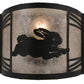 Meyda Lighting Rabbit on the Loose 12" Textured Black Right Wall Sconce With Silver Mica Shade Glass