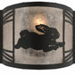 Meyda Lighting Rabbit on the Loose 12" Textured Black Right Wall Sconce With Silver Mica Shade Glass