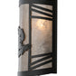 Meyda Lighting Rabbit on the Loose 12" Textured Black Right Wall Sconce With Silver Mica Shade Glass