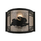 Meyda Lighting Rabbit on the Loose 12" Textured Black Right Wall Sconce With Silver Mica Shade Glass