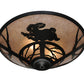 Meyda Lighting Rabbit on the Loose 22" 3-Light Textured Black Flush Mount Light With Silver Mica Shade Glass