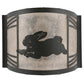 Meyda Lighting Rabbit on the Loose 243216 12" Textured Black Left Wall Sconce With Silver Mica Shade Glass