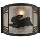 Meyda Lighting Rabbit on the Loose 243216 12" Textured Black Left Wall Sconce With Silver Mica Shade Glass