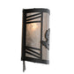 Meyda Lighting Rabbit on the Loose 243216 12" Textured Black Left Wall Sconce With Silver Mica Shade Glass