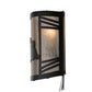 Meyda Lighting Rabbit on the Loose 243216 12" Textured Black Left Wall Sconce With Silver Mica Shade Glass