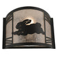 Meyda Lighting Rabbit on the Loose 243216 12" Textured Black Left Wall Sconce With Silver Mica Shade Glass