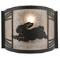 Meyda Lighting Rabbit on the Loose 243216 12" Textured Black Left Wall Sconce With Silver Mica Shade Glass