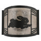 Meyda Lighting Rabbit on the Loose 243260 12" Textured Black Right Wall Sconce With Silver Mica Shade Glass