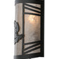 Meyda Lighting Rabbit on the Loose 243260 12" Textured Black Right Wall Sconce With Silver Mica Shade Glass