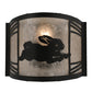 Meyda Lighting Rabbit on the Loose 243260 12" Textured Black Right Wall Sconce With Silver Mica Shade Glass