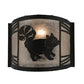 Meyda Lighting Raccoon on the Loose 12" LED Textured Black Right Wall Sconce With Silver Mica Shade Glass