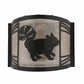 Meyda Lighting Raccoon on the Loose 12" LED Textured Black Right Wall Sconce With Silver Mica Shade Glass