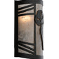 Meyda Lighting Raccoon on the Loose 12" LED Textured Black Right Wall Sconce With Silver Mica Shade Glass