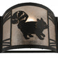 Meyda Lighting Raccoon on the Loose 12" LED Textured Black Right Wall Sconce With Silver Mica Shade Glass