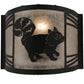 Meyda Lighting Raccoon on the Loose 12" LED Textured Black Right Wall Sconce With Silver Mica Shade Glass