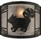 Meyda Lighting Raccoon on the Loose 12" Textured Black Left Wall Sconce With Silver Mica Shade Glass