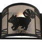 Meyda Lighting Raccoon on the Loose 12" Textured Black Left Wall Sconce With Silver Mica Shade Glass
