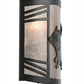 Meyda Lighting Raccoon on the Loose 12" Textured Black Left Wall Sconce With Silver Mica Shade Glass