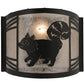 Meyda Lighting Raccoon on the Loose 12" Textured Black Left Wall Sconce With Silver Mica Shade Glass