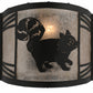 Meyda Lighting Raccoon on the Loose 12" Textured Black Right Wall Sconce With Silver Mica Shade Glass