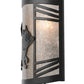 Meyda Lighting Raccoon on the Loose 12" Textured Black Right Wall Sconce With Silver Mica Shade Glass