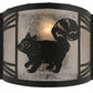 Meyda Lighting Raccoon on the Loose 247208 12" Textured Black Left Wall Sconce With Silver Mica Shade Glass