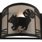 Meyda Lighting Raccoon on the Loose 247208 12" Textured Black Left Wall Sconce With Silver Mica Shade Glass