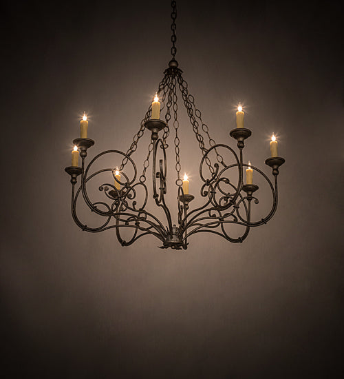 Meyda Lighting Rachelle 42" 8-Light Corinth Chandelier With Ivory Faux Candlelight