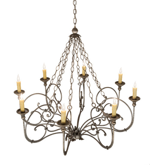 Meyda Lighting Rachelle 42" 8-Light Corinth Chandelier With Ivory Faux Candlelight