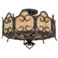 Meyda Lighting Radha 16" 3-Light Chesnut Flush Mount Light With Beige Art Shade Glass