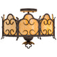 Meyda Lighting Radha 16" 3-Light Chesnut Flush Mount Light With Beige Art Shade Glass