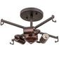 Meyda Lighting Radha 16" 3-Light Chesnut Flush Mount Light With Beige Art Shade Glass