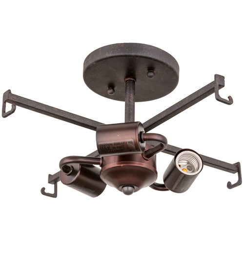 Meyda Lighting Radha 16" 3-Light Chesnut Flush Mount Light With Beige Art Shade Glass