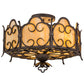 Meyda Lighting Radha 16" 3-Light Chesnut Flush Mount Light With Beige Art Shade Glass