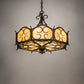 Meyda Lighting Radha 30" 4-Light Chestnut Pendant Light With Beige Art Shade Glass