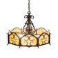 Meyda Lighting Radha 30" 4-Light Chestnut Pendant Light With Beige Art Shade Glass