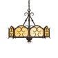 Meyda Lighting Radha 30" 4-Light Chestnut Pendant Light With Beige Art Shade Glass