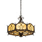 Meyda Lighting Radha 30" 4-Light Chestnut Pendant Light With Beige Art Shade Glass