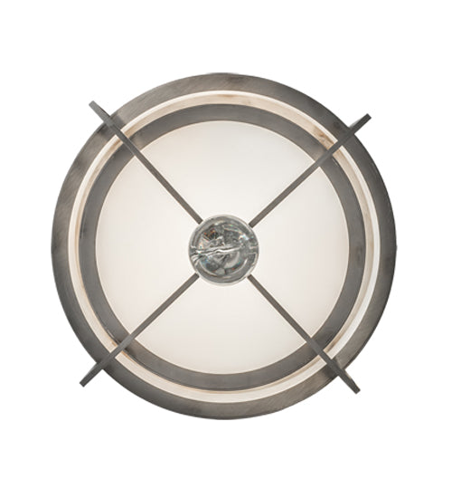 Meyda Lighting Raiff 11" Brushed Stainless Steel Pendant Light With White Art Shade Glass