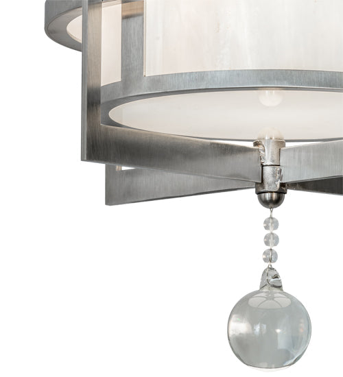Meyda Lighting Raiff 11" Brushed Stainless Steel Pendant Light With White Art Shade Glass