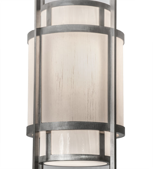 Meyda Lighting Raiff 7" Brushed Stainless Steel Pendant Light With White Iridescent Shade Glass