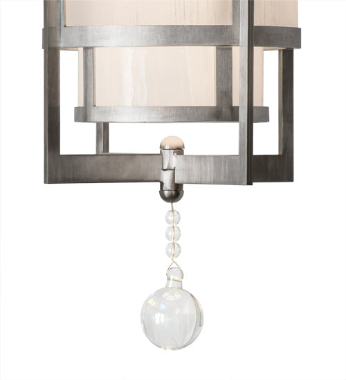 Meyda Lighting Raiff 7" Brushed Stainless Steel Pendant Light With White Iridescent Shade Glass