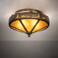 Meyda Lighting Rainbow Trout 16" 2-Light Antique Copper Flush Mount Light With Amber Mica Shade Glass