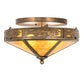 Meyda Lighting Rainbow Trout 16" 2-Light Antique Copper Flush Mount Light With Amber Mica Shade Glass