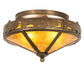 Meyda Lighting Rainbow Trout 16" 2-Light Antique Copper Flush Mount Light With Amber Mica Shade Glass