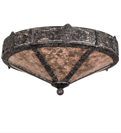 Meyda Lighting Rainbow Trout 16" 2-Light Graphite Pewter Flush Mount Light With Silver Mica Shade Glass