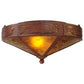 Meyda Lighting Rainbow Trout 16" 2-Light Rust Flush Mount Light With Amber Mica Shade Glass